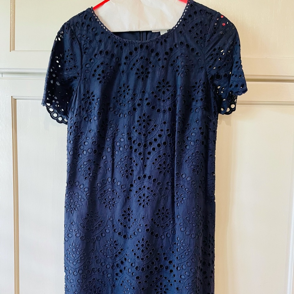 Boden Navy Blue Eyelet Cotton Dress.Size UK 10L/US 6L